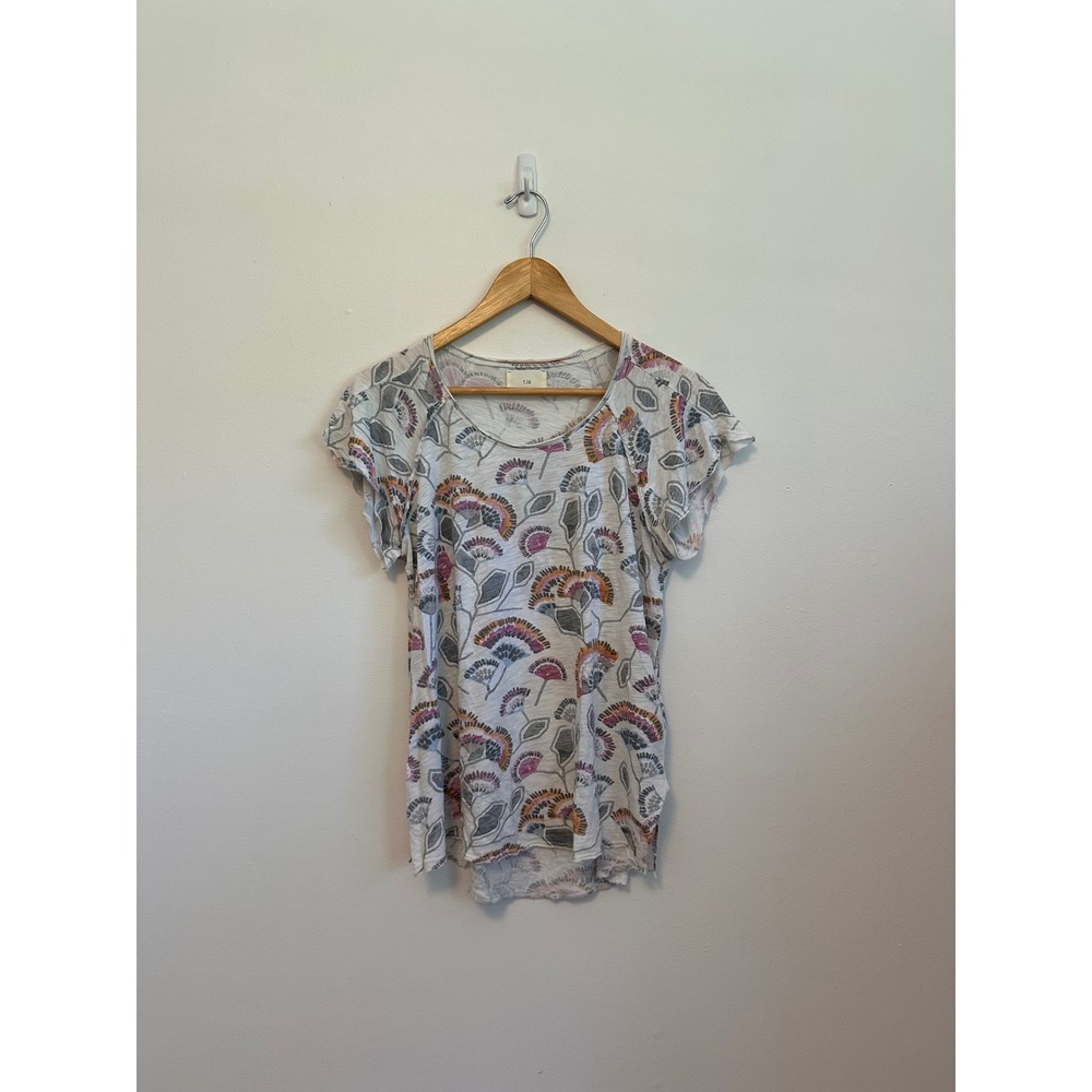 t.la Anthropologie Floral Botanical Slub Knit Short Sleeve T-Shirt | Size Small